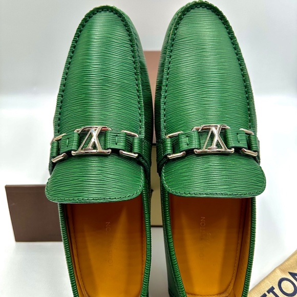 LOUIS VUITTON Hockenheim Epi Leather Driving Moccasins GREEN SZ 9 (US) lv size 8 - Picture 5 of 8